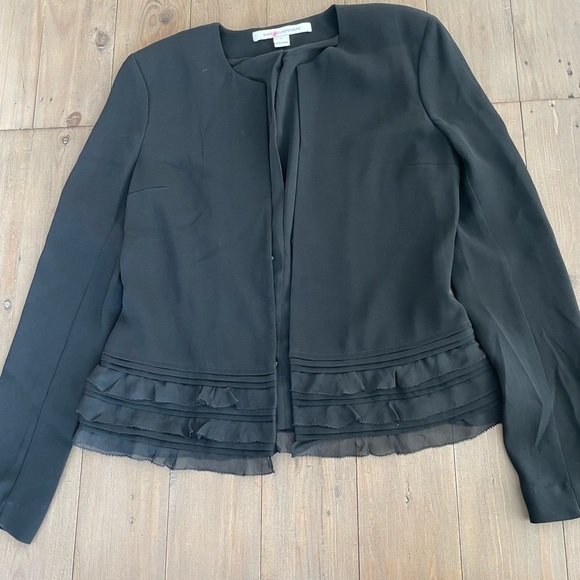 Diane Von Frustenberg black ruffle blazer jacket - Picture 1 of 4